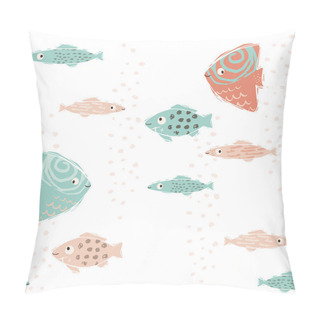 Personality  Sea Baby Cute Seamless Pattern. Sweet Fishes Print. Pillow Covers