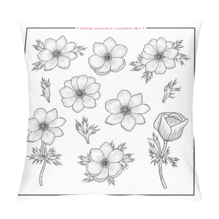 Personality  Flower Set Hand Drawn Anemone Pillow Covers