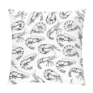 Personality  Hand Drawn Shrimps Pattern Isolated On A White Pillow Covers
