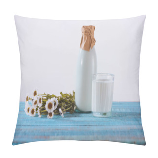 Personality  Bottle And Glass Of Fresh Milk  Pillow Covers