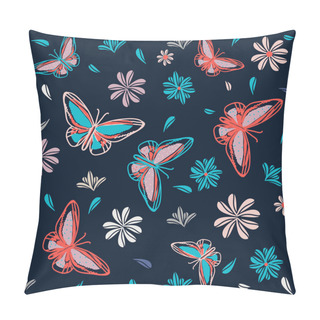 Personality  Pattern With Butterflies And Flowers Pillow Covers