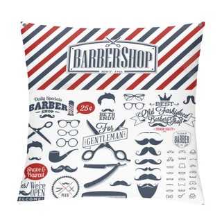 Personality  Set Of Vintage Barber Shop Logo Graphics And Icons Pillow Covers