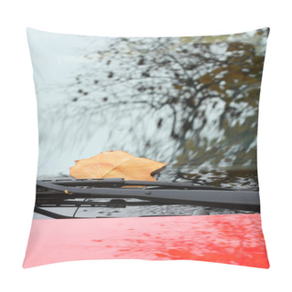 Personality  Fallen Autumn Leaves On Red Car Windshield Pillow Covers
