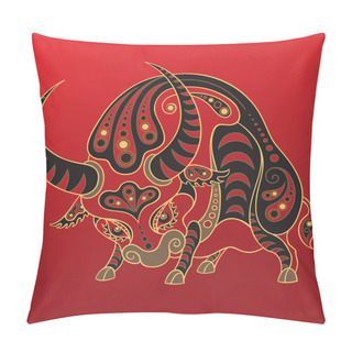 Personality  Year Of The Ox. Chinese Horoscope Animal Sign Pillow Covers
