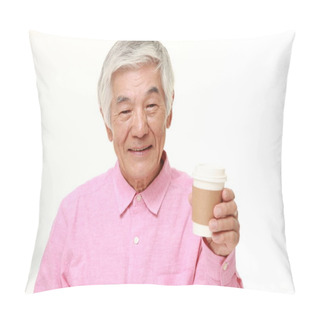 Personality  Senior Japanese Man Takes A Coffee Break Pillow Covers