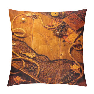 Personality  Sea Concept On A Wooden Table Pillow Covers