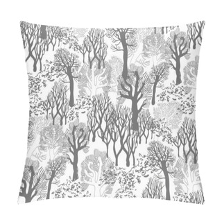 Personality  Winter Monochrome Seamless Pattern With Park Of Bare Trees. Pillow Covers