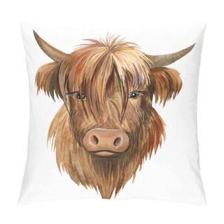 Personality  Bull On Isolated White Background, Watercolor Drawing, Symbol Of New Year Pillow Covers