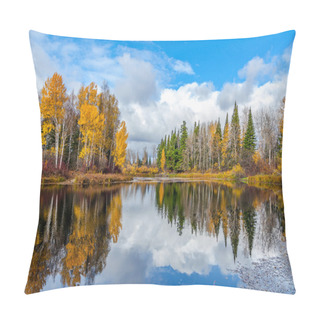 Personality  Nice Autumn Landscape With Forest Lake Pillow Covers