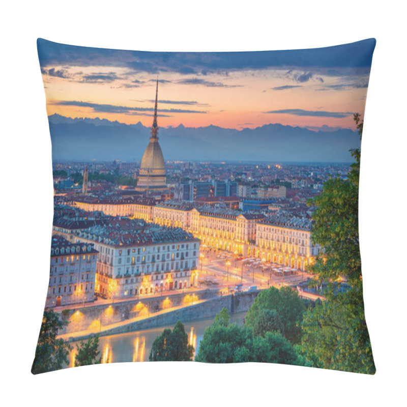 Personality  Turin. Aerial Cityscape Image Of Turin, Italy During Sunset. Pillow Covers