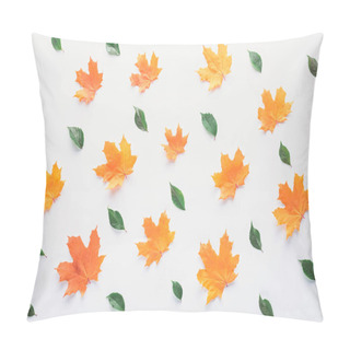 Personality  Collection Of Orange And Green Leaves Isolated On White Pillow Covers