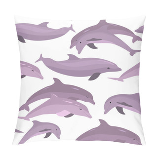 Personality  Vector Seamless Pattern With Dolphins Pillow Covers