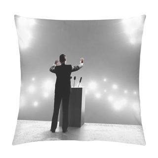 Personality  Businessman Standing On Podium Pillow Covers