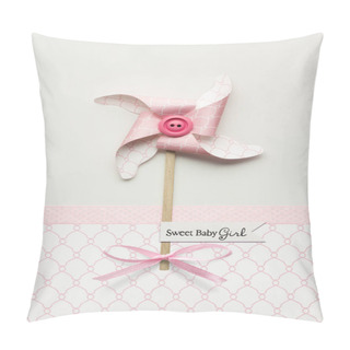 Personality  Creative Concept Photo Of A Wind Mill Made Of Paper On Grey Pink Background. Pillow Covers