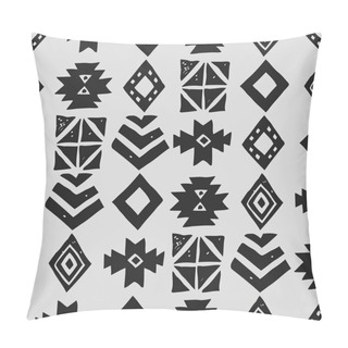Personality  Seamless Ethnic Pattern. Tribal Vector Abstract Monochrome Background Pillow Covers