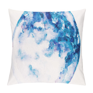 Personality  Planet Made Of Blue Watercolor Paint On White Background Pillow Covers