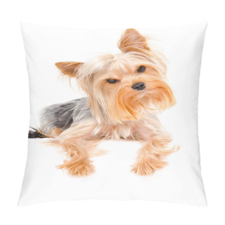 Personality  Portrait Of A Curious Yorkshire Terrier Pillow Covers