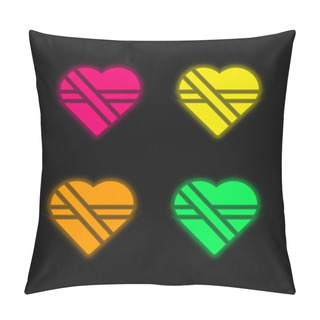 Personality  Bandage Four Color Glowing Neon Vector Icon Pillow Covers