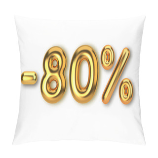 Personality  80 Off Discount Promotion Sale Made Of Realistic 3d Gold Balloons. Number In The Form Of Golden Balloons. Template For Products, Advertizing, Web Banners, Leaflets, Certificates And Postcards. Vector Pillow Covers