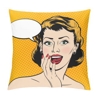 Personality  Vector Surprised Woman In The Pop Art Comics Style Pillow Covers