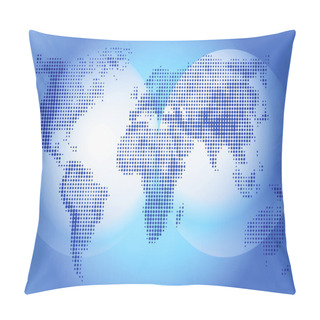 Personality  World Map Illustration On Blue Background, Geography. Continents And World Ocean. Globe World Vector Detailed Maps. Vector Graphics For Design Projects And Presentations, Informative Scoreboard Pillow Covers