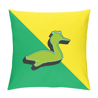 Personality  Bird Grebe Shape Green And Yellow Modern 3d Vector Icon Logo Pillow Covers