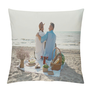 Personality  Homosexual Lgbt Couple, Gay Men Having Picnic At The Beach Pillow Covers