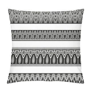 Personality  Vector Set Of Seamless Monochrome Geometric Indian Ornaments. Borders, Frames, Patterns Of Indigenous Peoples Of The Americas, Aztec, Maya, Incas Pillow Covers