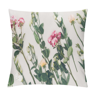 Personality  Beautiful Tender Flowers With Green Leaves On Grey Pillow Covers