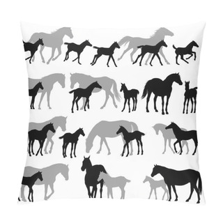 Personality  Mares Annd Foals Silhouettes Copy Pillow Covers