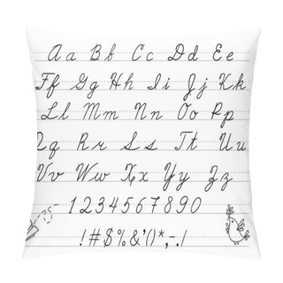 Personality  Hand Drawn Uppercase Calligraphic Alphabet And Number. Pillow Covers