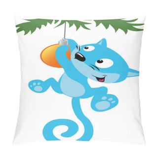 Personality  Cat On The Christmas Tree Pillow Covers