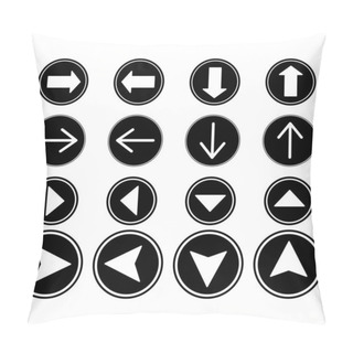 Personality   Arrows In Black Circles In Different Directions Isolated On White Pillow Covers