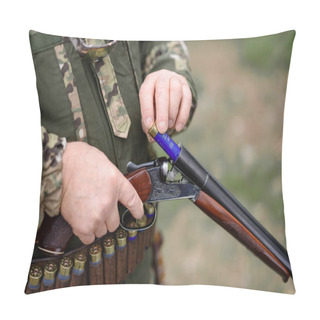 Personality  Hunter Charging Smooth Bore Rifle With Shell. Pillow Covers