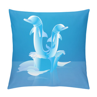 Personality  Vector Jumping Dolphins. Vector Illustration. Pillow Covers