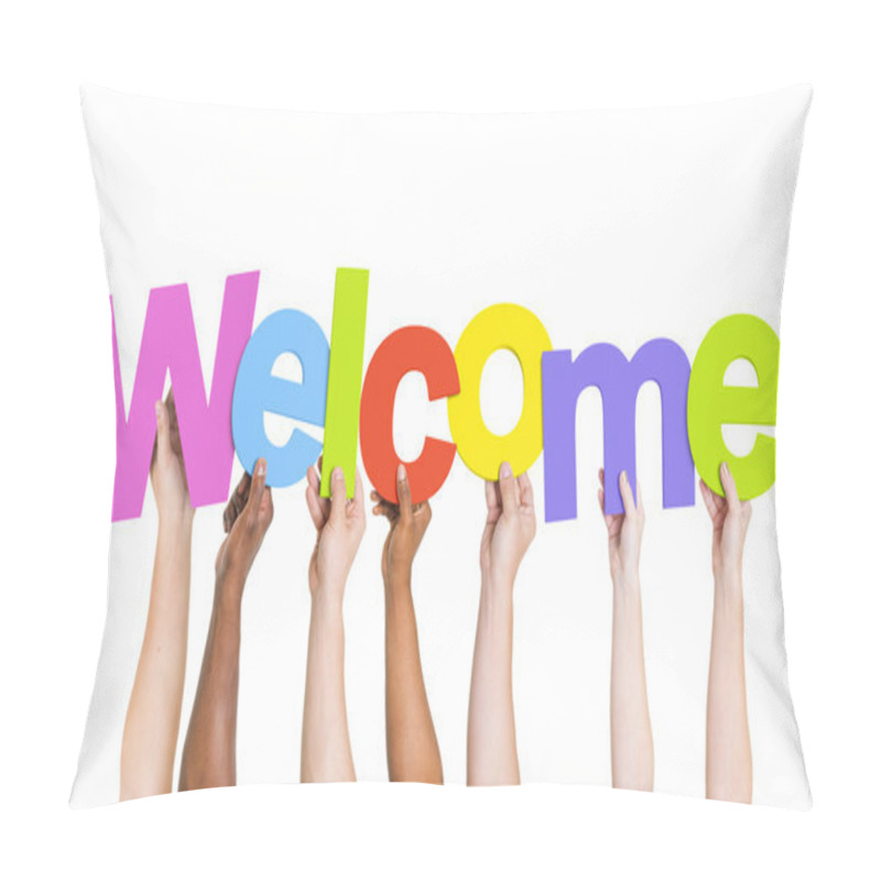 Personality  Hands Holding Word Welcome pillow covers