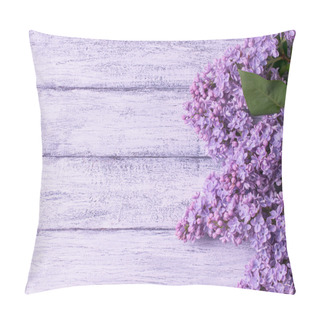 Personality  Lilac On Background Of Wooden Planks In Rustic Style Pillow Covers