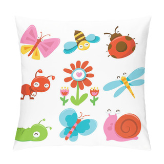 Personality  Happy Sweet Garden Bugs Icons Pillow Covers