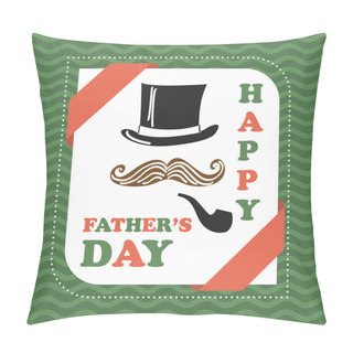Personality  Happy Fathers Day Vintage Card. Vector Pillow Covers