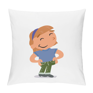 Personality  Pleasantly Surprised Cartoon Character Of  Little Girl On Jeans Pillow Covers