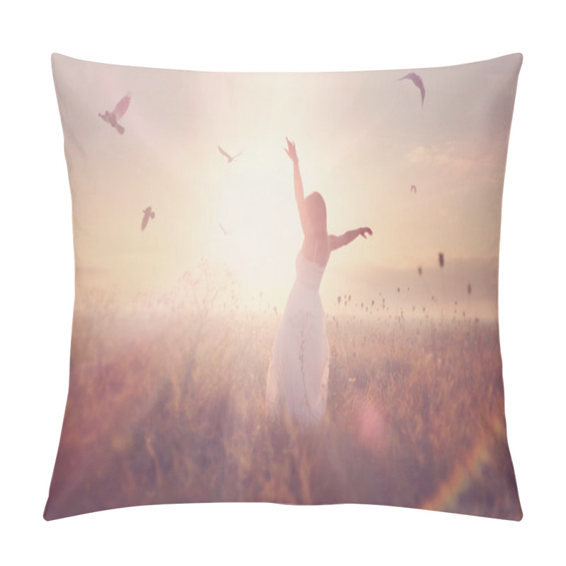 Personality  Beautiful Girl In A Field. Pillow Covers