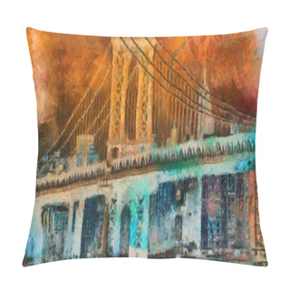 Personality  Manhattan Bridge Colorful Painting Pillow Covers