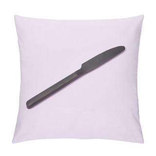 Personality  Metal Shiny Black Knife On Violet Background Pillow Covers