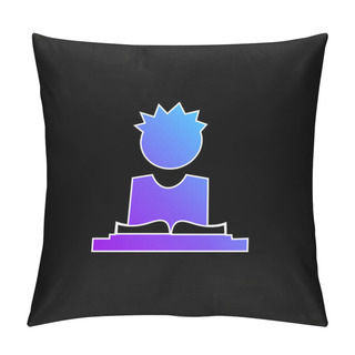 Personality  Boy Reading Study Book To Learn The Lesson For Next Day Class Blue Gradient Vector Icon Pillow Covers