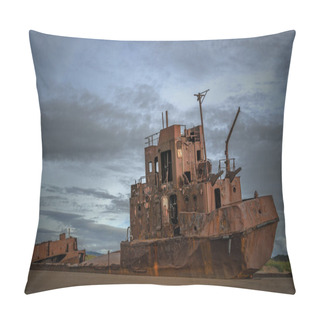 Personality  Rusty Ship On The Shore. Pillow Covers