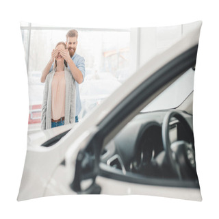Personality  Couple In Dealership Salon   Pillow Covers