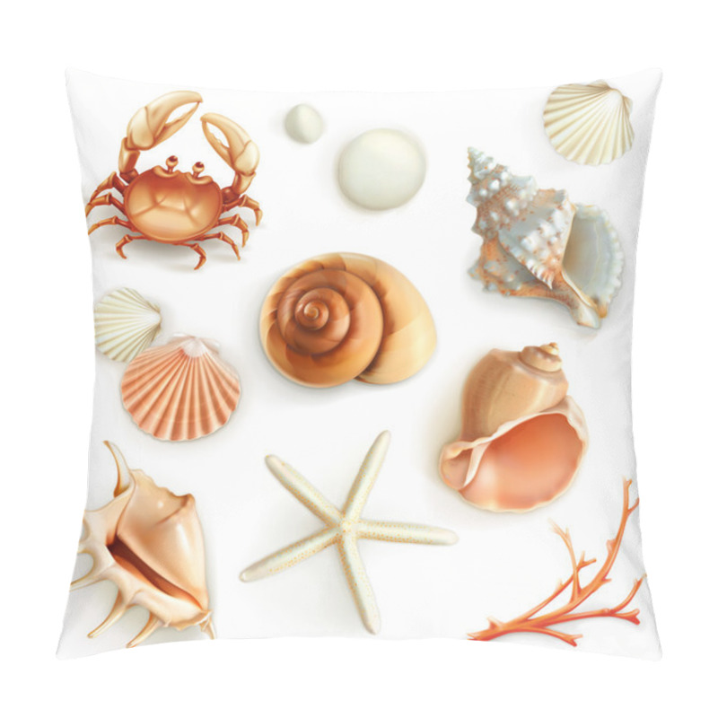 Personality  Set With Seashells Icons Pillow Covers