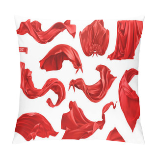 Personality  Red Curtain, Superhero Red Cape 3d Realistic Vector Set Pillow Covers