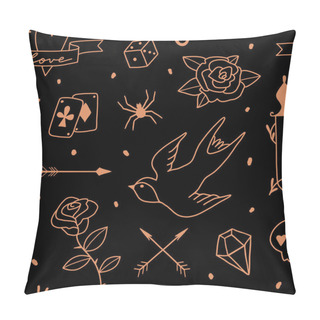 Personality  Old School Tattoos Seamless Pattern Pillow Covers