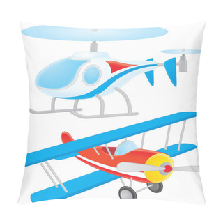 Personality  Helicopter And Biplane Pillow Covers